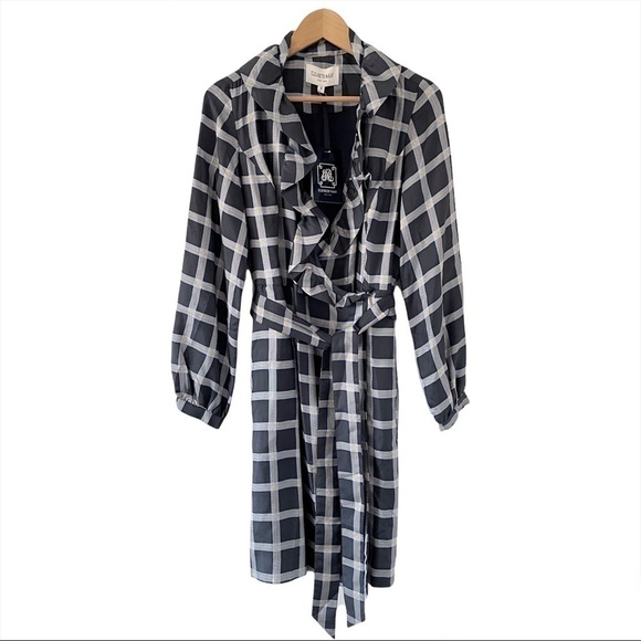 Elizabeth McKay Scotland Silk Wrap Dress in Blue Check - Picture 2 of 7